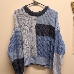 Aerie Blue Patchwork Sweater